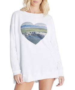 Wildfox Heart Roadtrip Sweatshirt in Clean White