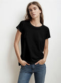 Velvet Tressa Cotton Slub Crew Tee in Black