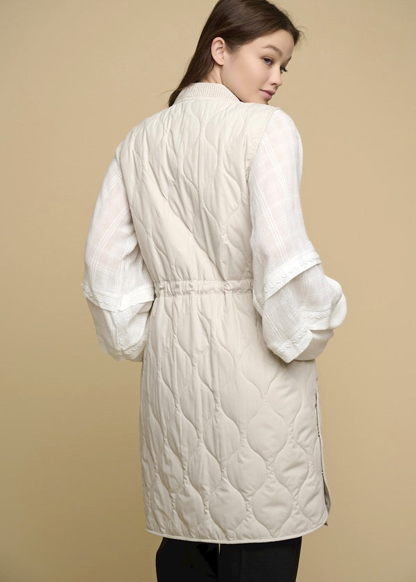 RINO & PELLE Brooke long padded vest in birch