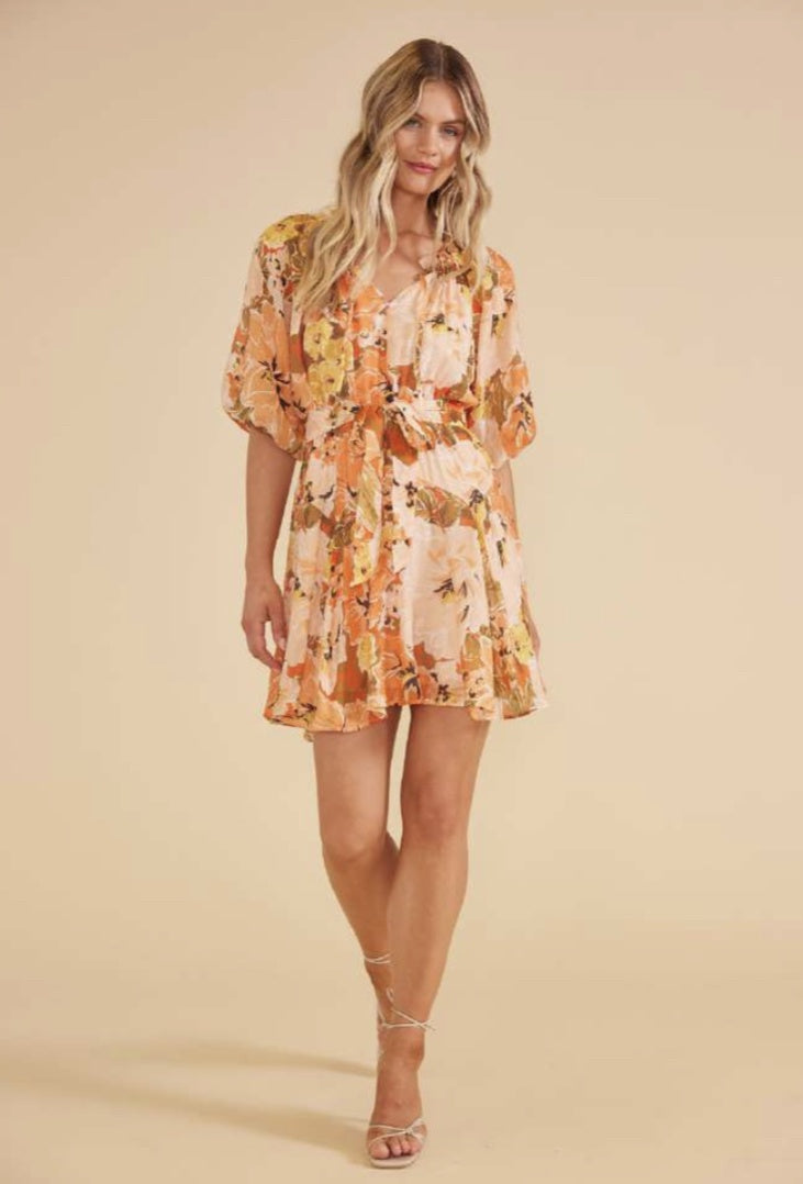 Mink Pink Tahlia Short Sleeve Dress in Bright Floral