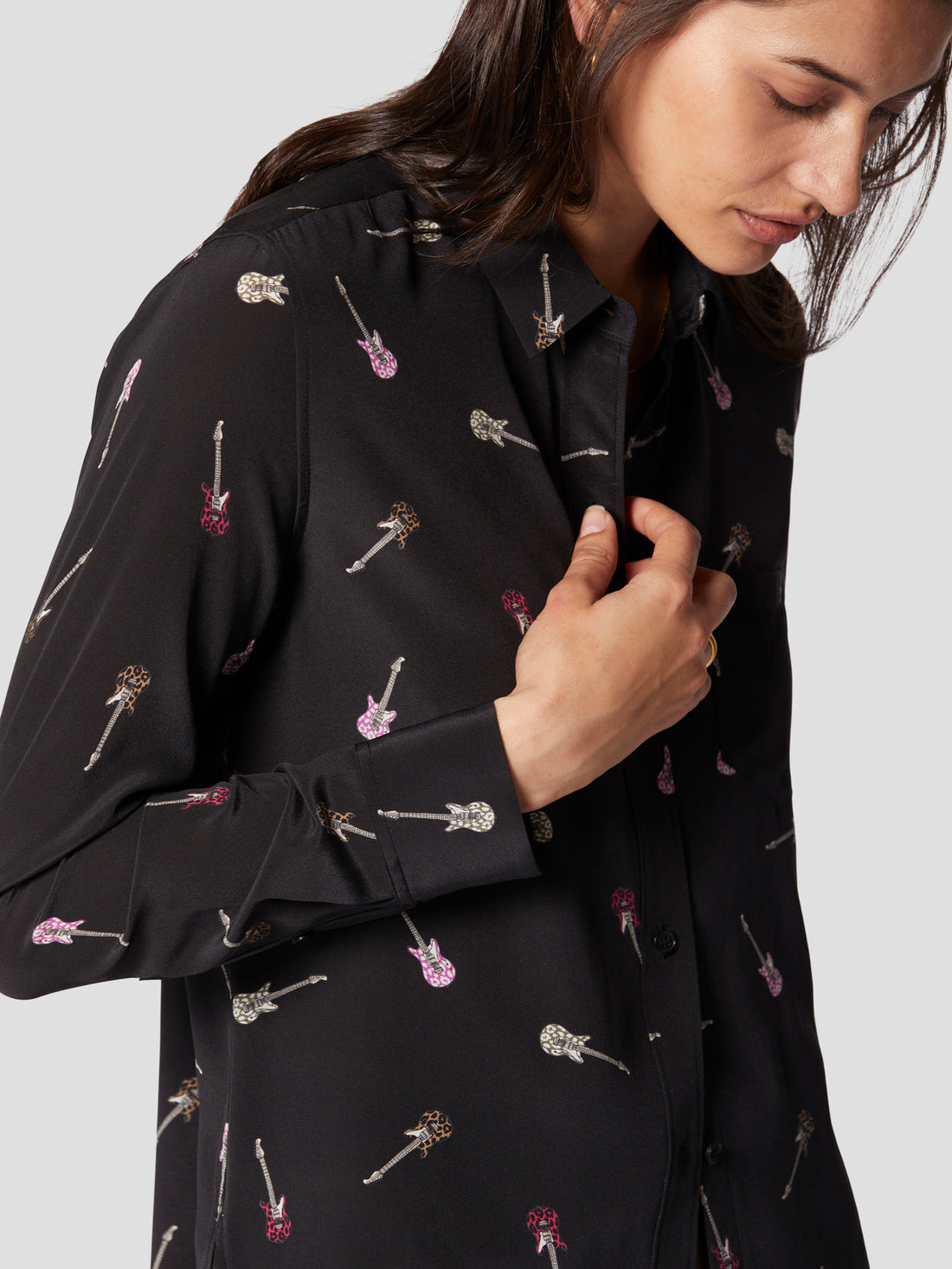 Equipment Leema Silk Guitar Shirt in True Black Multi