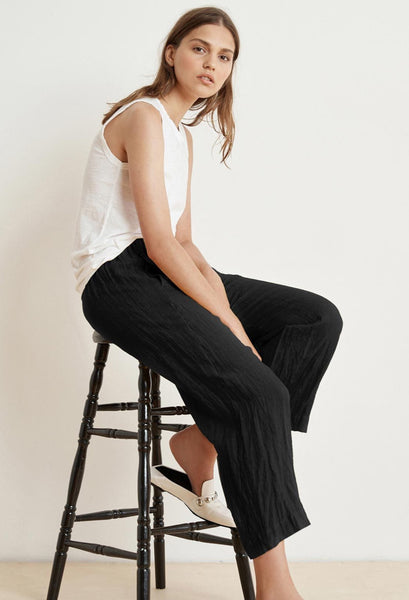 Velvet Lola Woven Linen Pull On Pant in Black