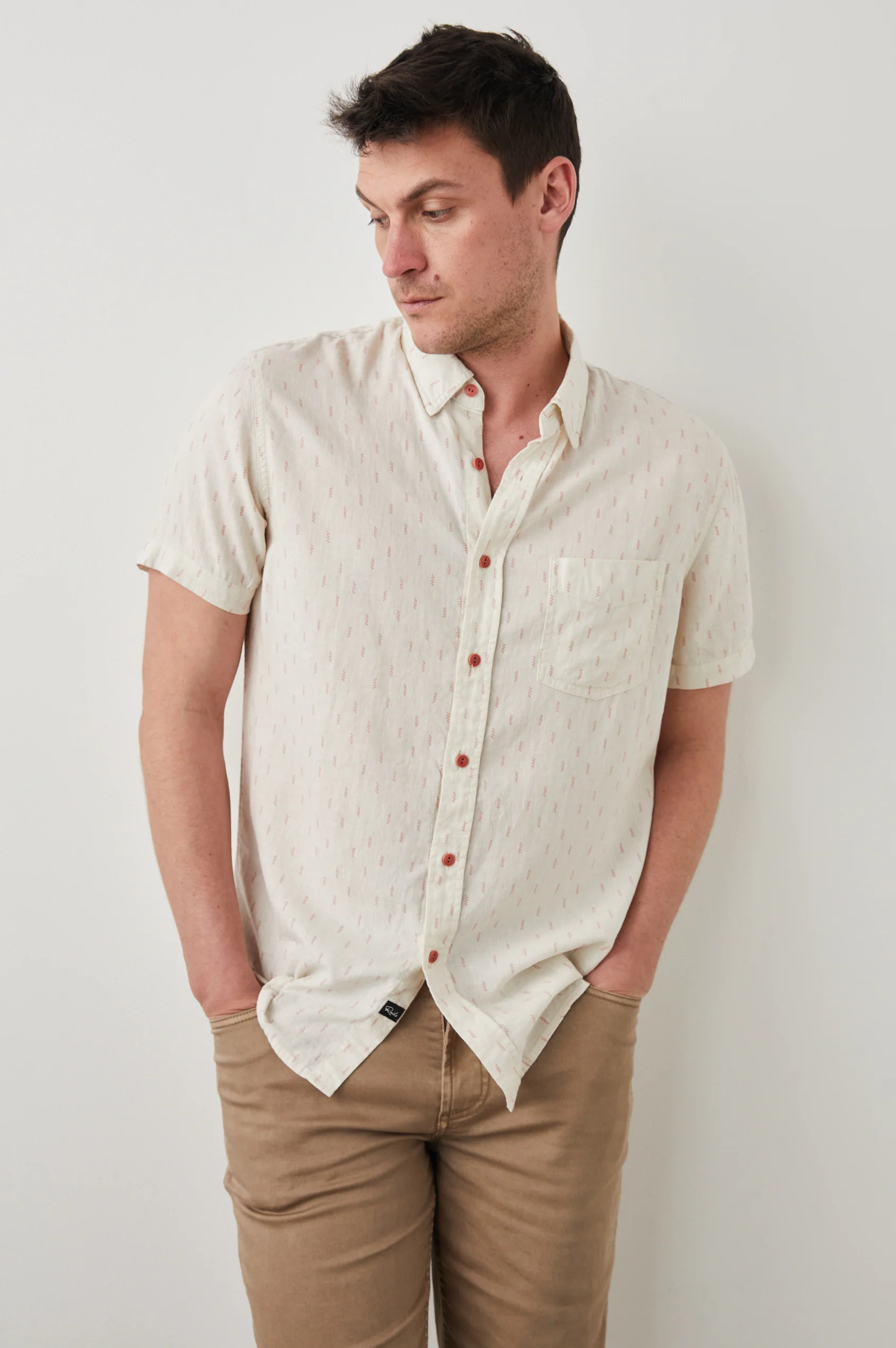 Rails Men's Carson S/S Shirt - Louis Leaf White Red