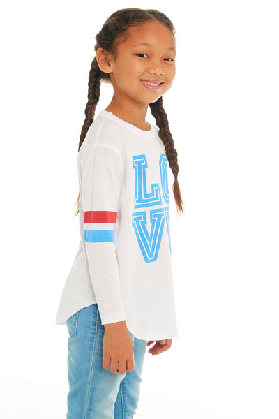 Chaser Girls Vintage Jersey L/S Shirttail Tee in White