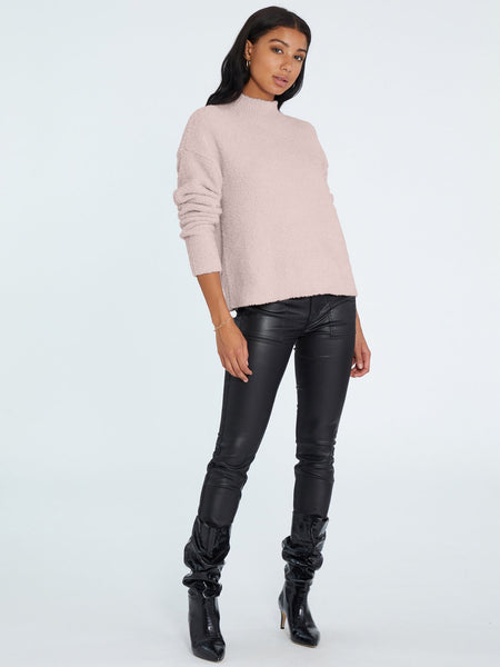 Sanctuary Plush Mock Neck Sweater in Hushed Pink