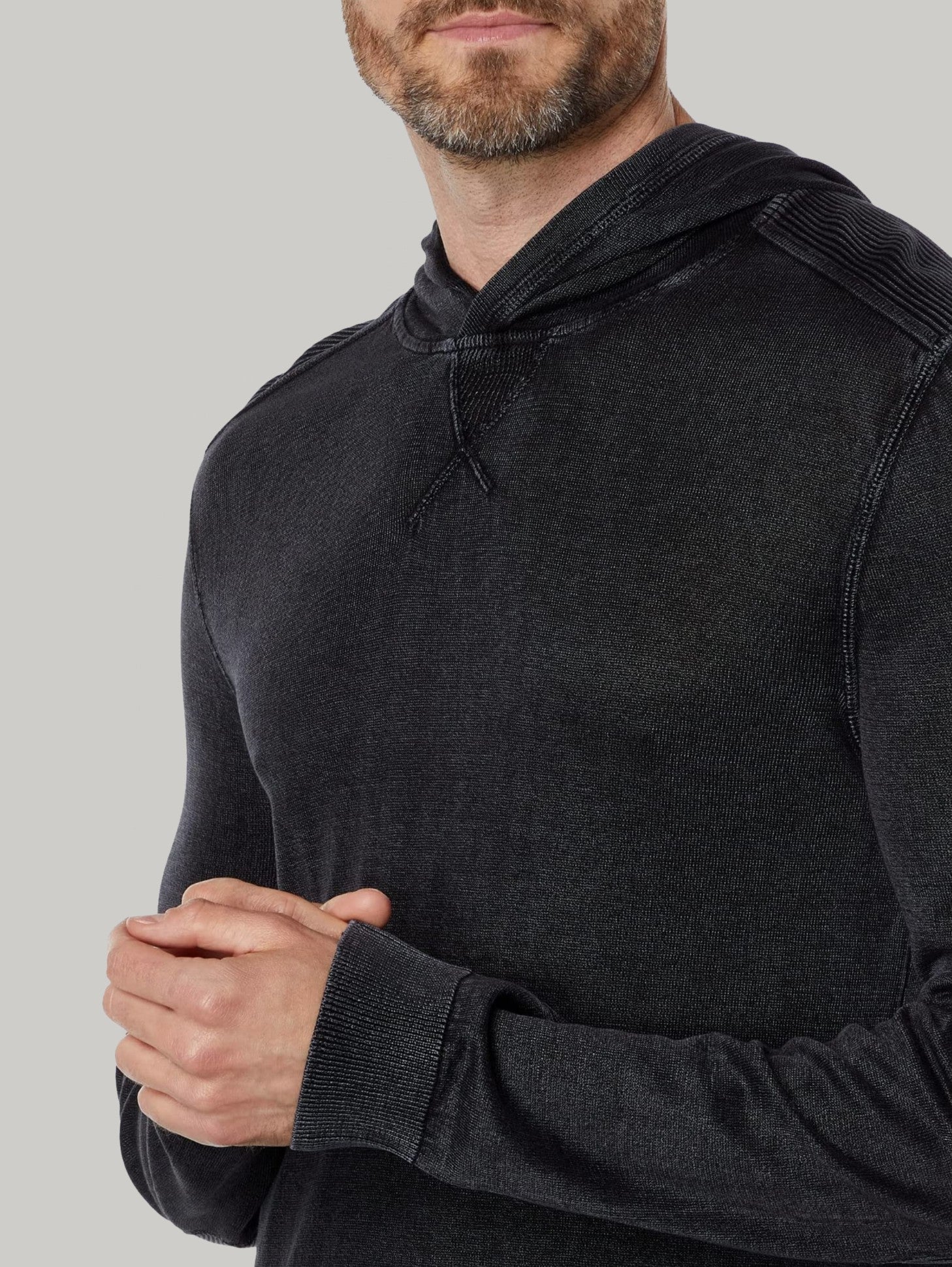 John Varvatos Canton Mercerized Pullover Hoody - Black