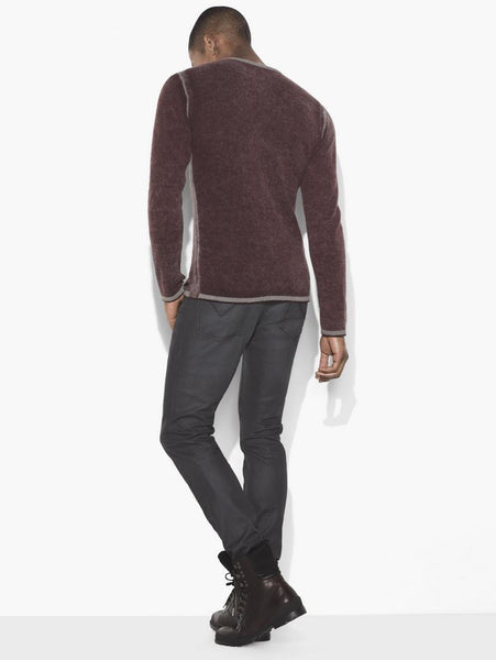 John Varvatos V-Neck Sweater with Reverse Print - Black