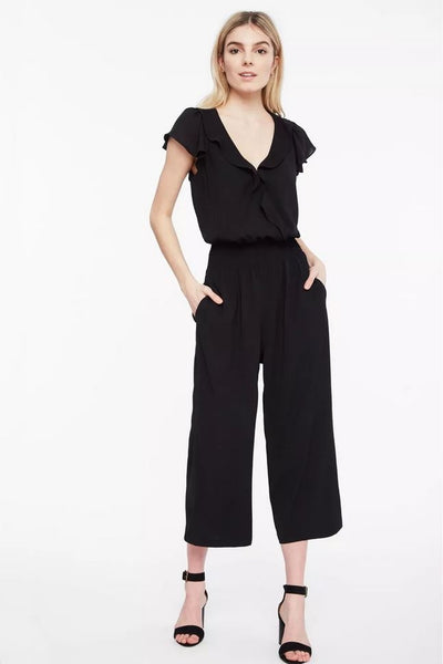 Parker Billie S/S Cropped Jumpsuit in Black