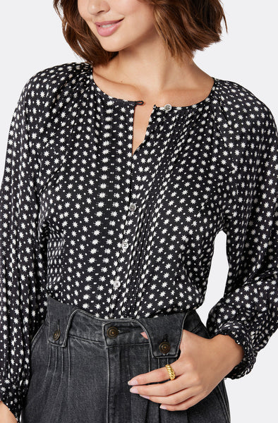 Joie Hadley Print Blouse in Caviar Creme Brulee