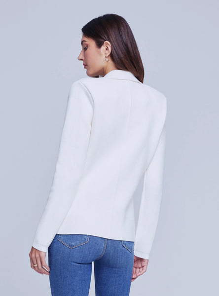 L'AGENCE Lacey Knit Blazer in Ivory