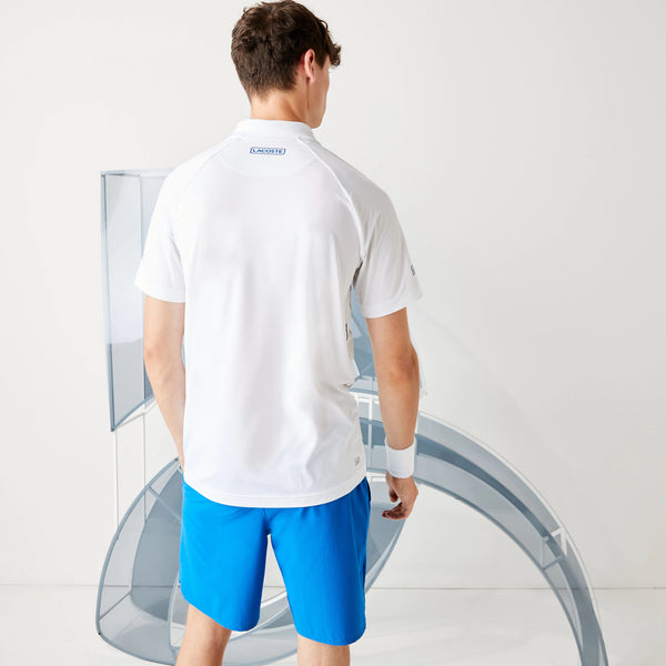 Lacoste SPORT  Novak Djokovic Print Stretch Jersey Polo Shirt  -White
