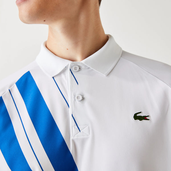 Lacoste SPORT  Novak Djokovic Print Stretch Jersey Polo Shirt  -White