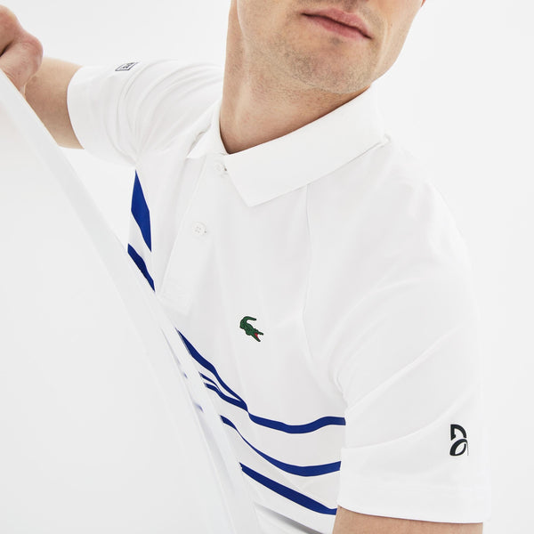 Lacoste Men's SPORT Novak Djokovic Collection Tech Jersey Polo White/Blue