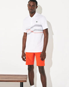 Lacoste SPORT Graphic Breathable Golf Polo - White/Navy
