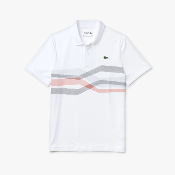 Lacoste Men's SPORT Graphic Breathable Golf Polo SWX White/Navy
