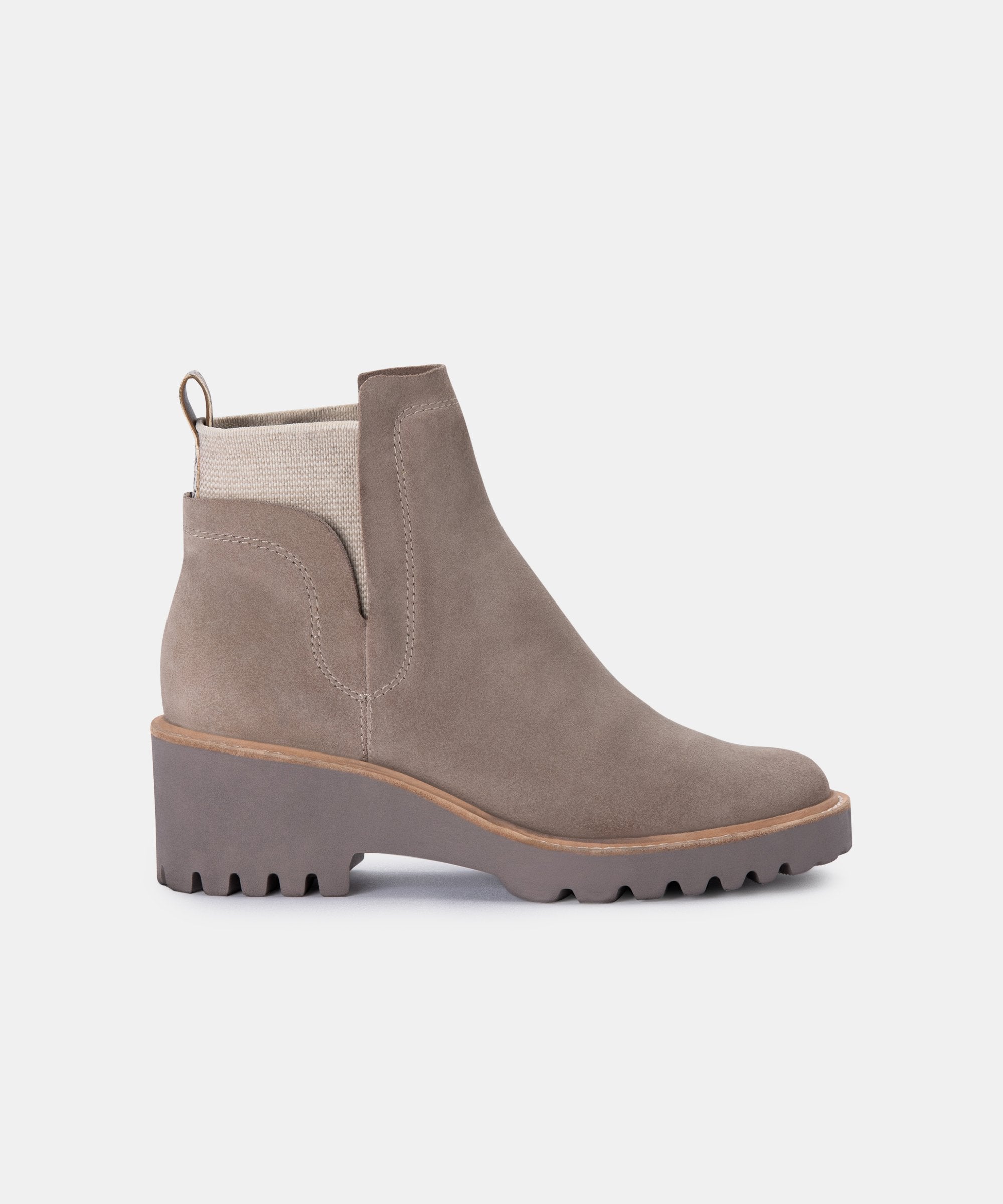 Dolce Vita Huey Booties in Almond Suede manhattan casuals