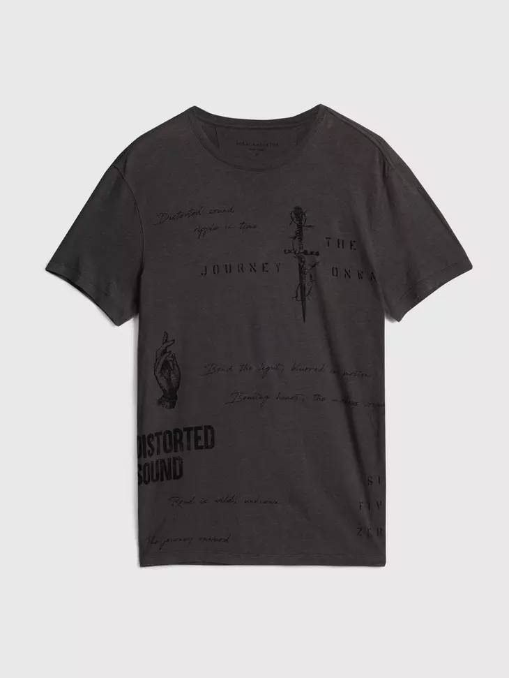 John Varvatos Distorted Sound Tee - Coal Grey