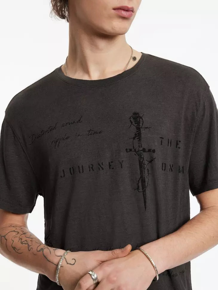 John Varvatos Distorted Sound Tee - Coal Grey