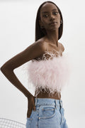 LAMARQUE Zaina Feather Bustier in Pink Parasol