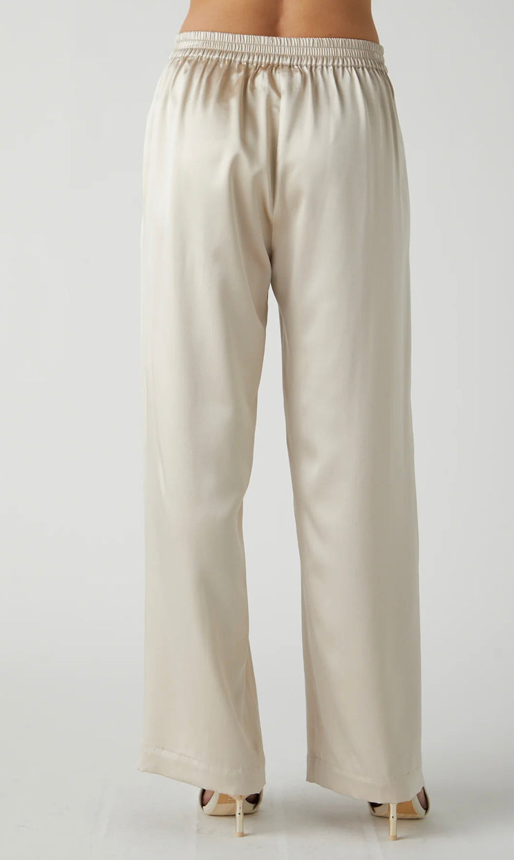 Velvet Manhattan Silk Charmeuse Pant in Oyster