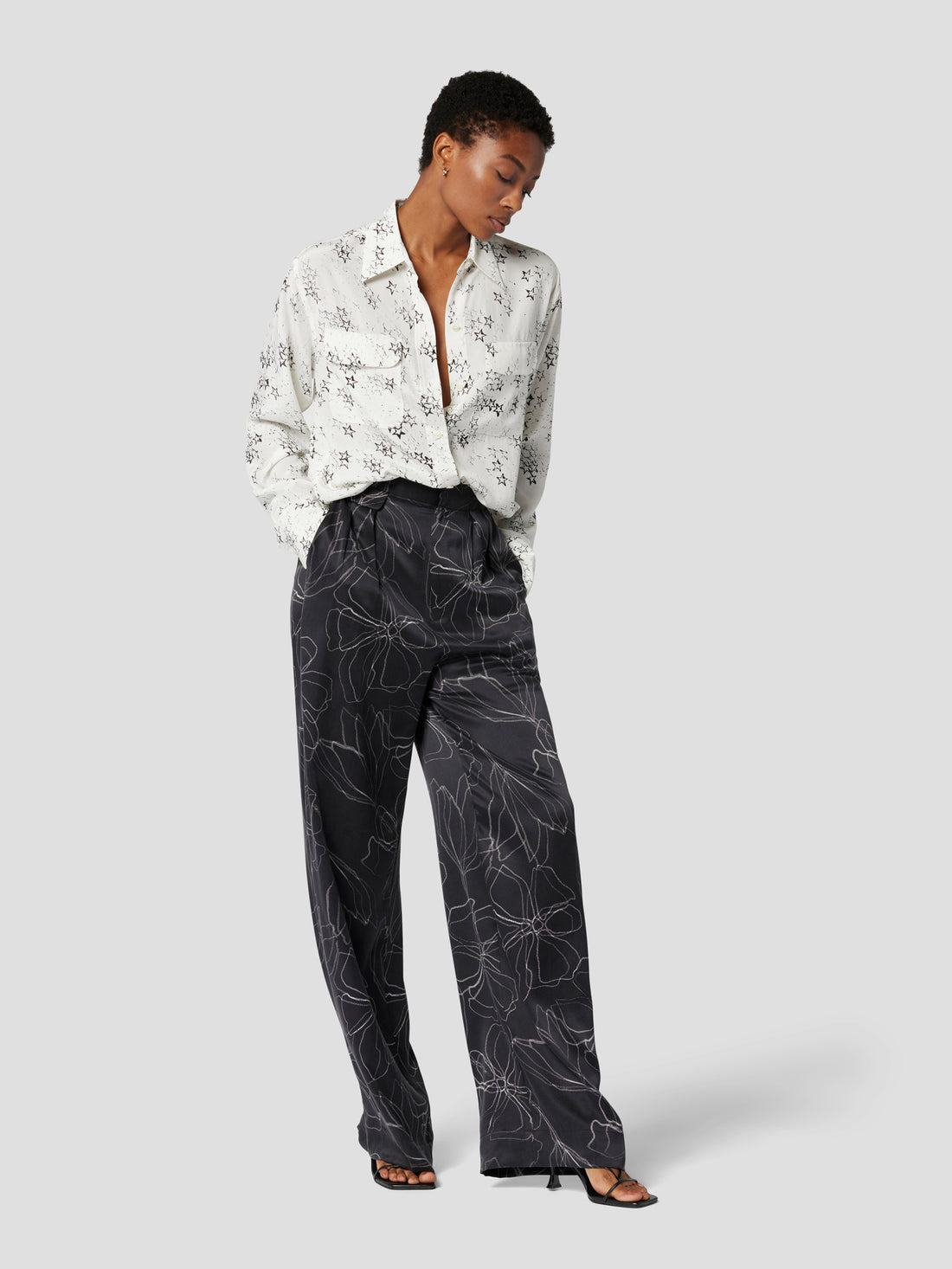 Equipment Signature Shirt in White Blurred Stars Print