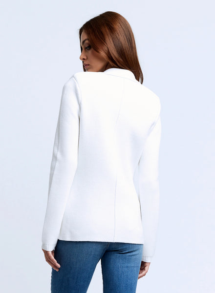 L'AGENCE Lacey Knit Blazer in White