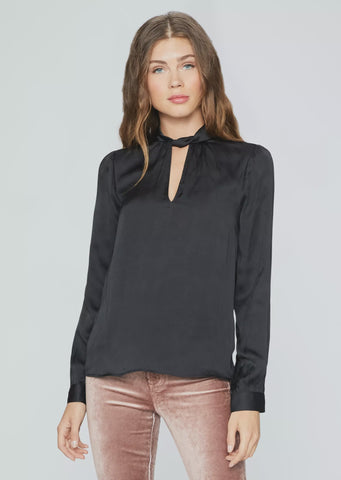 Paige Ceres Notch L/S with Neck Twist in Black