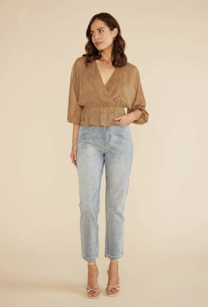 MinkPink Luca Wrap Top in Leopard