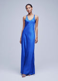 L'AGENCE Clea Scoop Neck Slip Dress in Twilight Blue