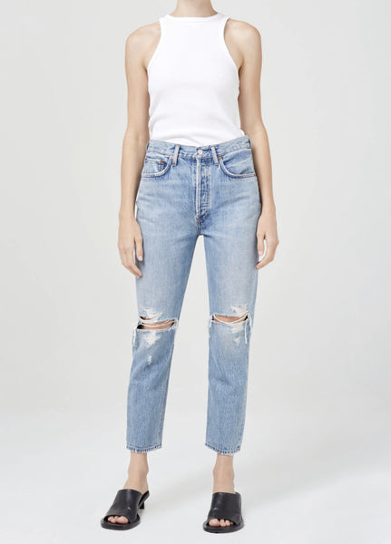 AGOLDE Riley High Rise Straight Crop Jean in Blitz