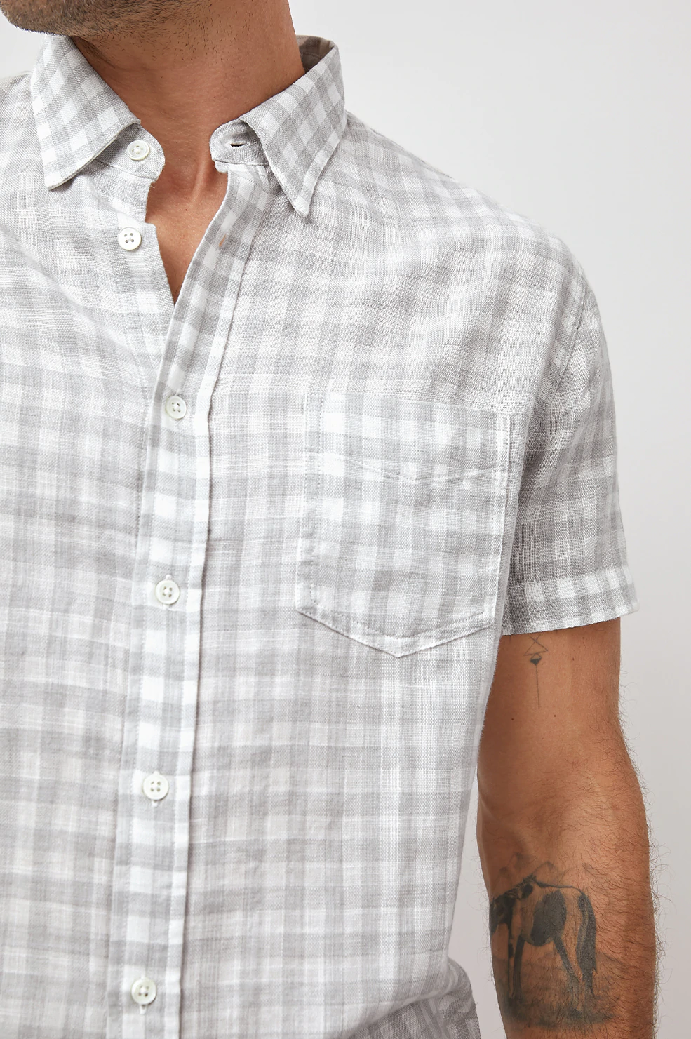 Rails Men's Fairfax S/S Shirt - Grey Gingham Melange