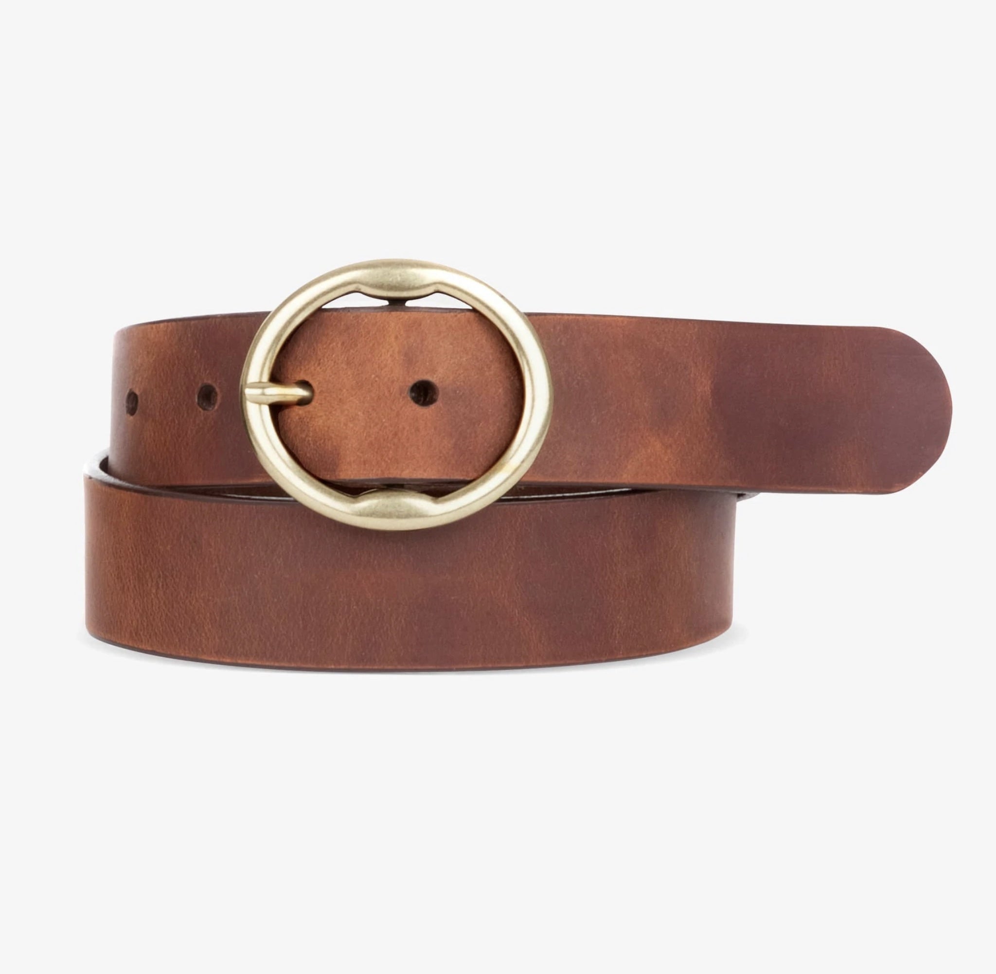 Brave Fifer leather belt with circle buckle in brandy