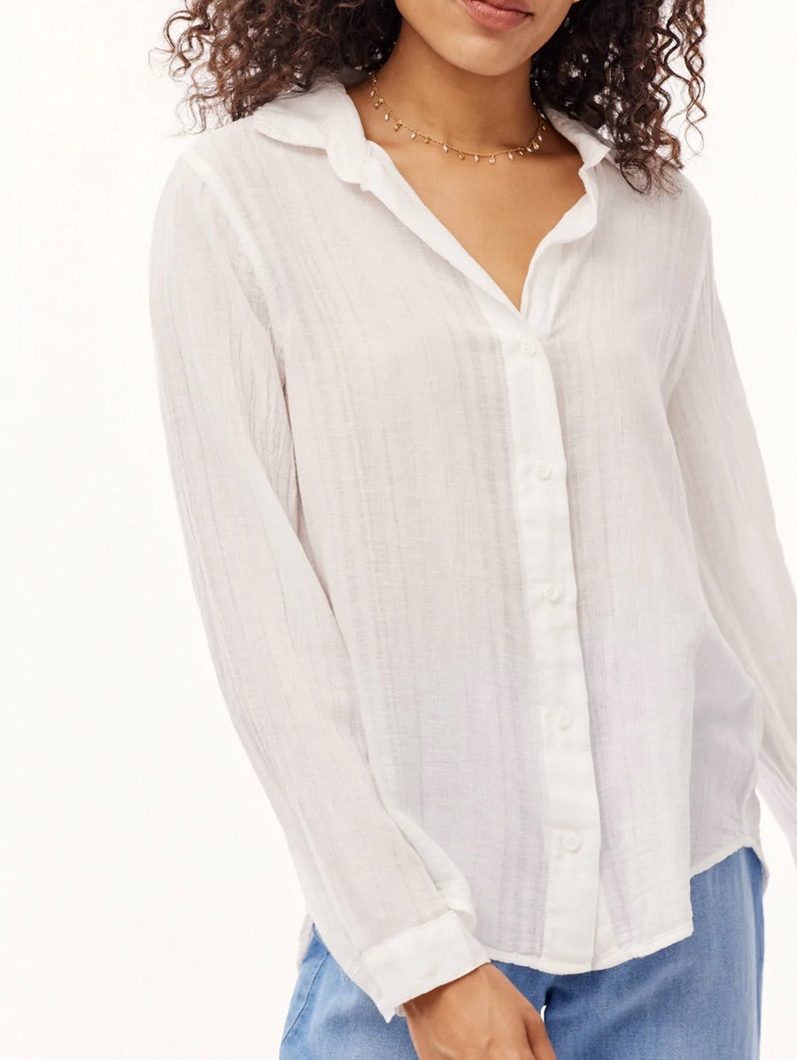 bella dahl shadow stripe long sleeve shirt in white