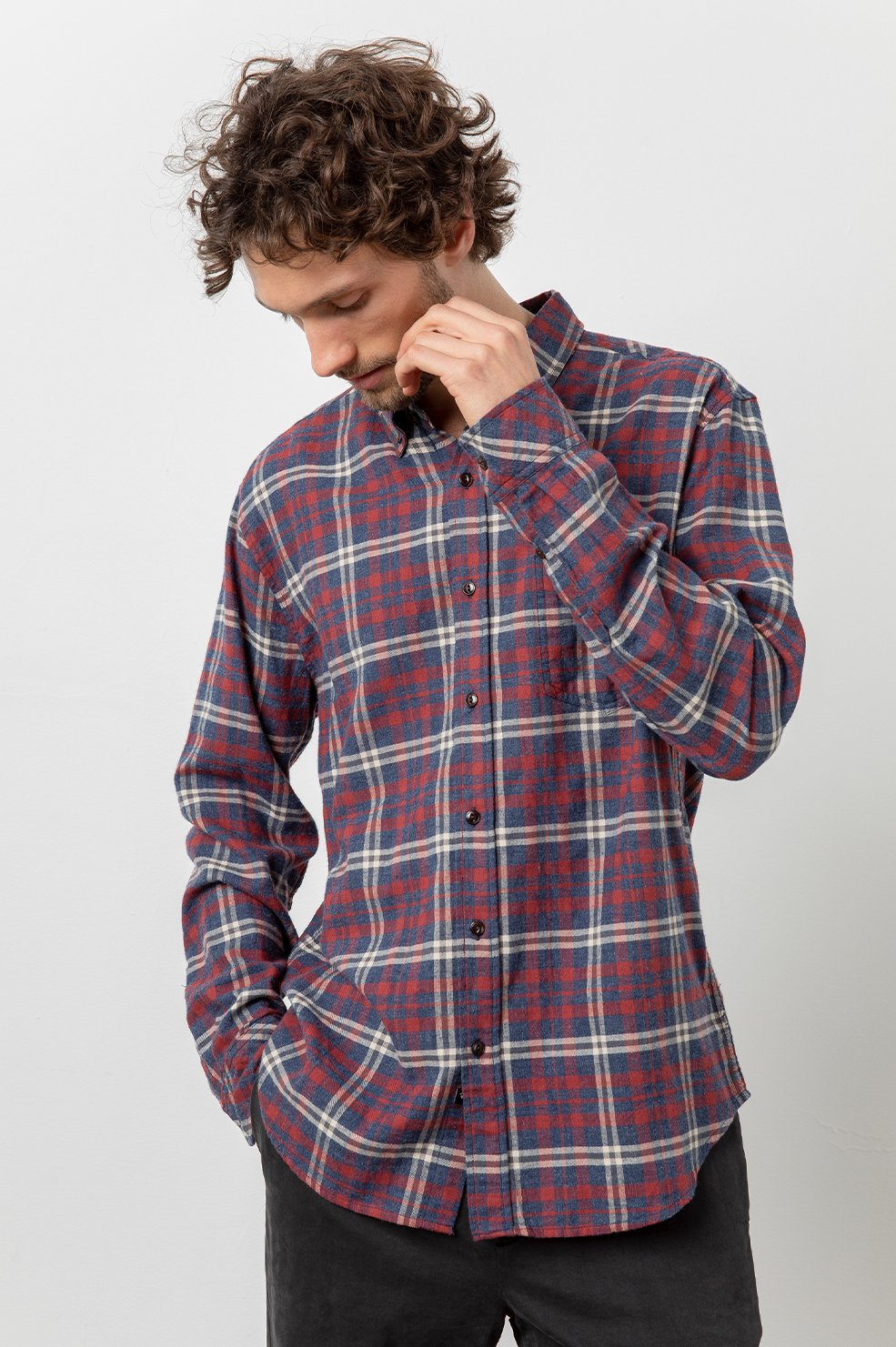 Rails Men's Felix L/S - Navy/Red/Cream