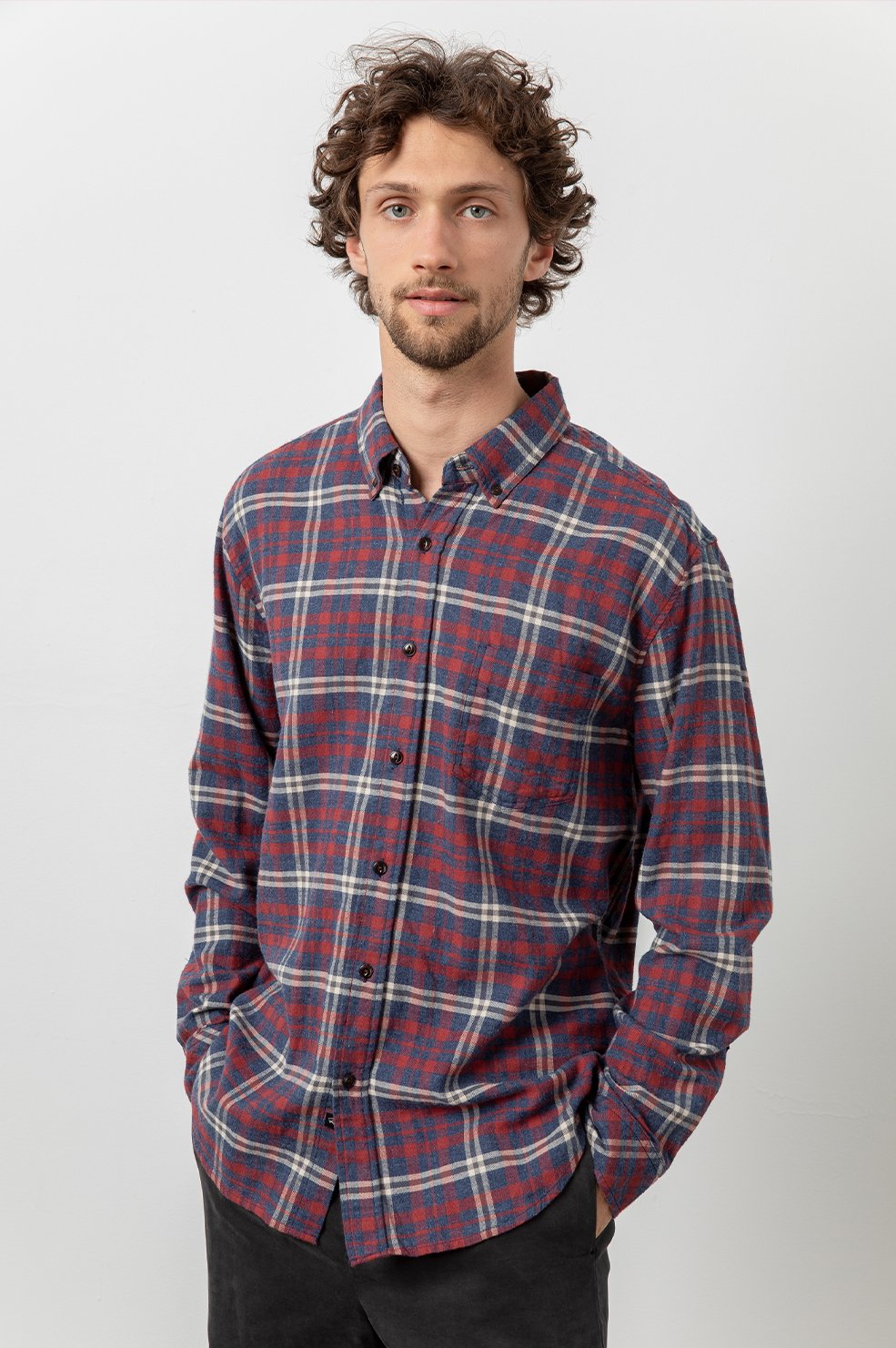 Rails Men's Felix L/S - Navy/Red/Cream