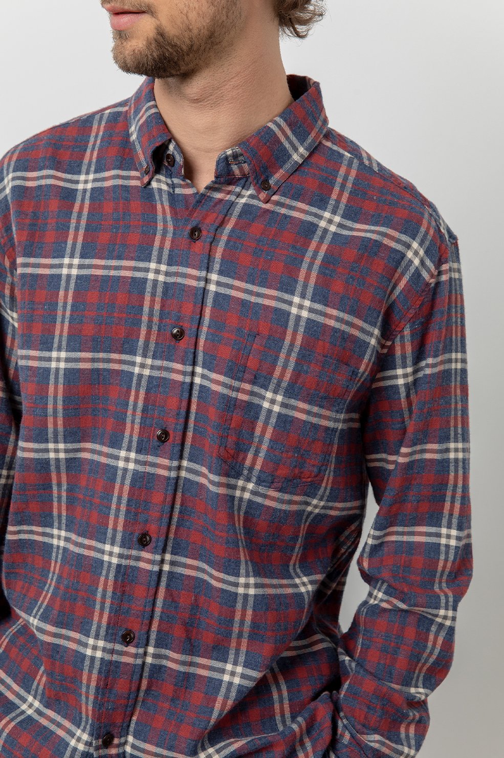 Rails Men's Felix L/S - Navy/Red/Cream