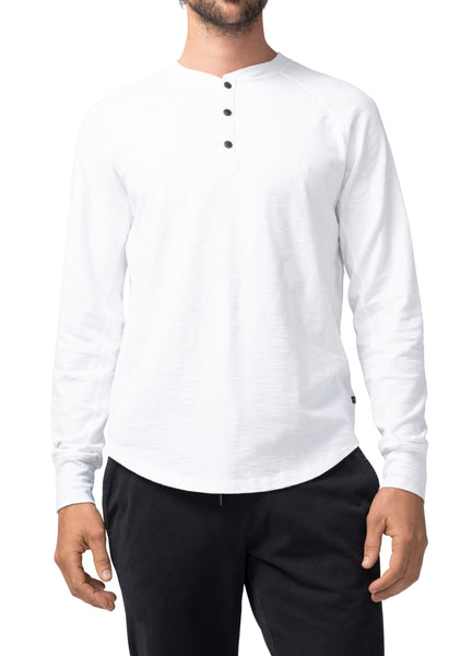 Good Man Brand LS Henley Soft Slub Jersey - White