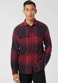 Good Man Brand Stadium Shirt Jacket in Brushed Flannel - Cabernet Large Plaid