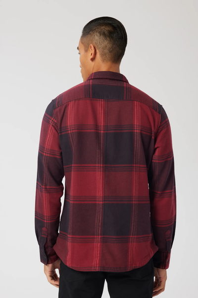 Good Man Brand Stadium Shirt Jacket in Brushed Flannel - Cabernet Large Plaid