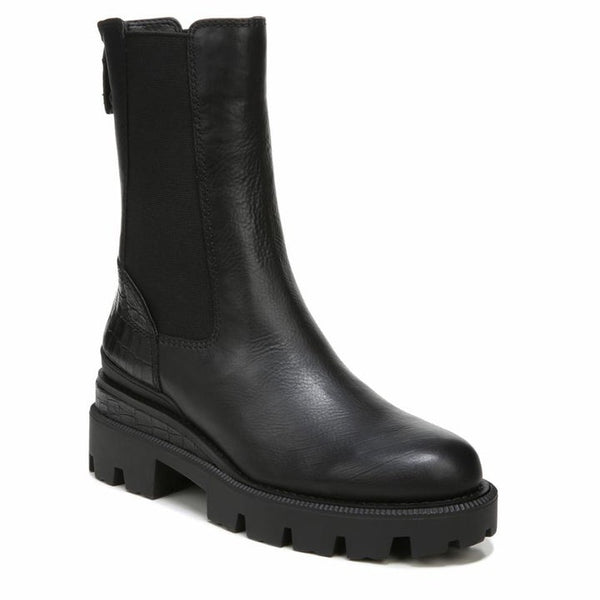 Sam Edelman Genia back zip chelsea lug boot in black leather