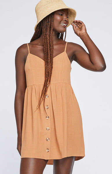 Gentle Fawn Palm Sleeveless Button Front Dress in Honey