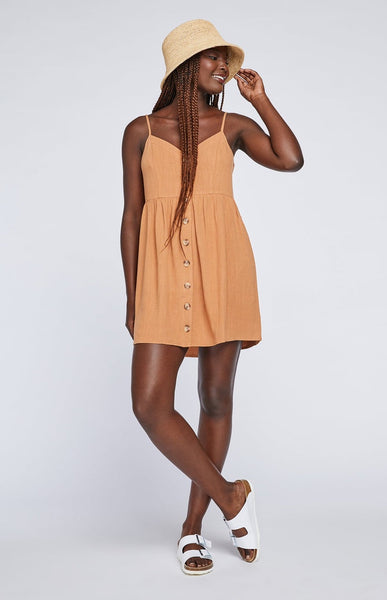 Gentle Fawn Palm Sleeveless Button Front Dress in Honey