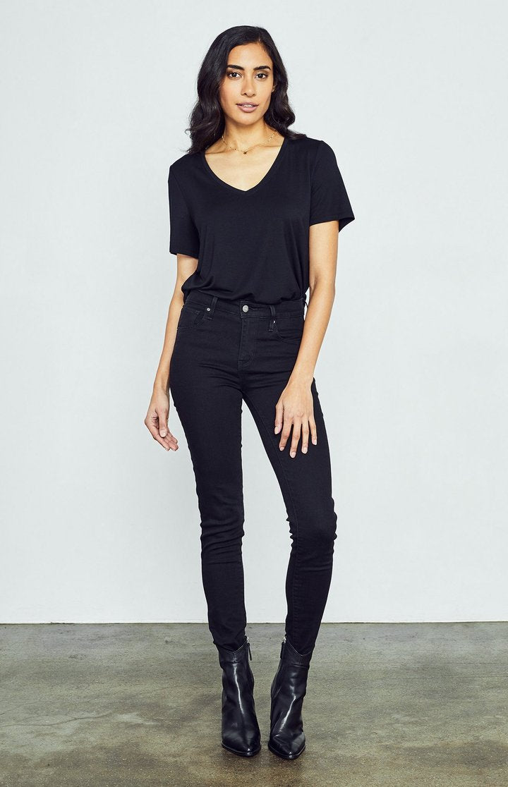 Gentle Fawn Lewis Rayon Jersey V-Neck S/S Tee - Black