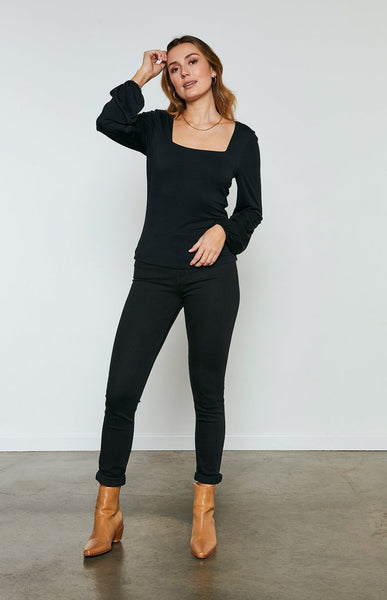 Gentle Fawn Evie Square Neck Long Sleeve in Black