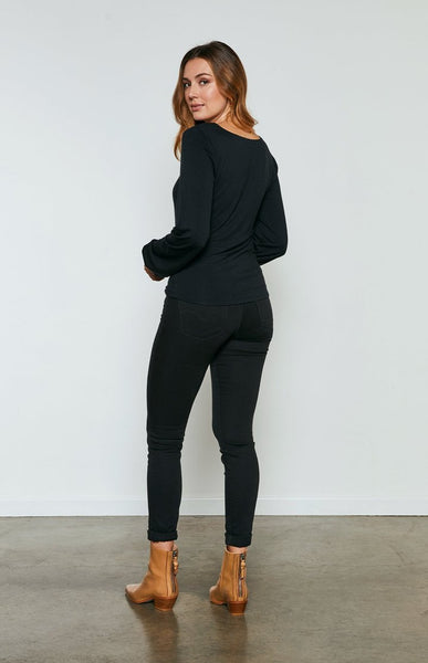 Gentle Fawn Evie Square Neck Long Sleeve in Black