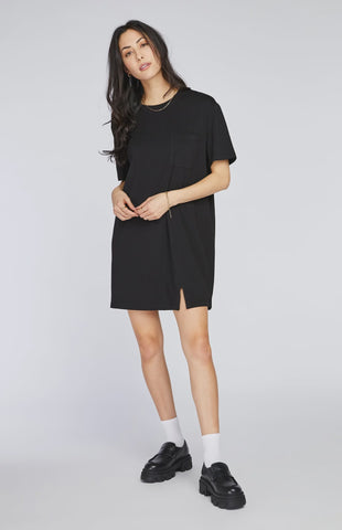 Gentle Fawn Riley Short Sleeve T-Shirt Dress in Black