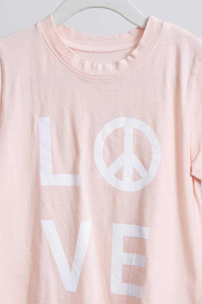 goodhYOUman Simba LOVE PEACE tee in cloud pink