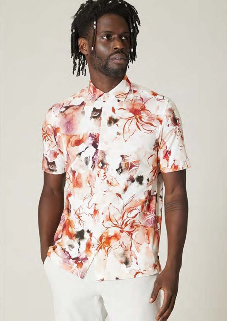 Good Man Brand SS Big On-Point Shirt - White Watercolor Floral