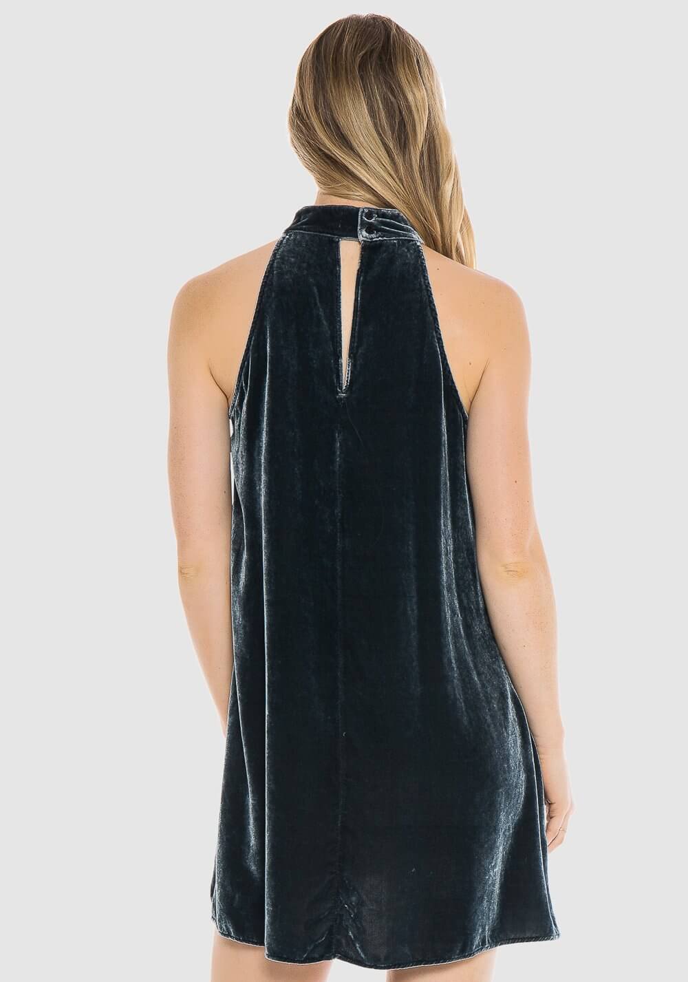Bella Dahl Velvet Mock Neck Halter Dress 8F