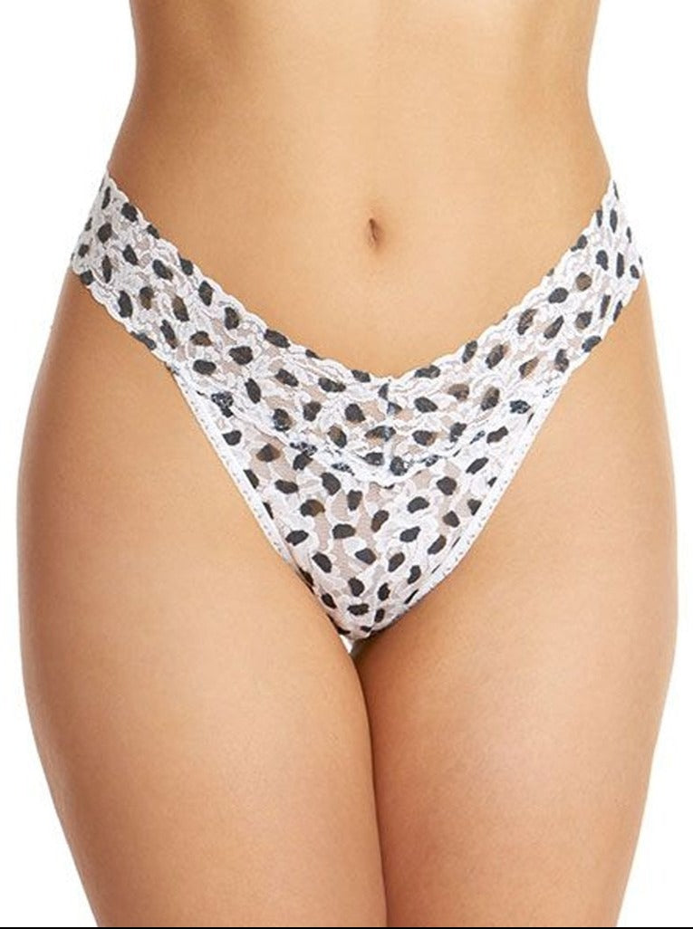 hanky panky original rise thong in white black spot